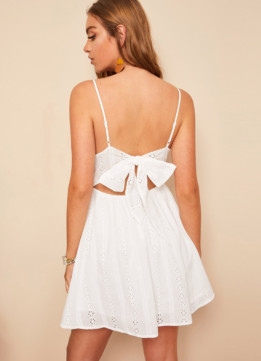 SheIn Review - Eyelet Embroidery Knot Back Cami Top