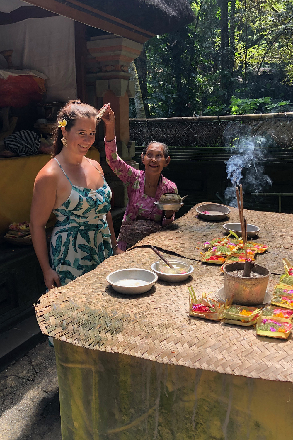 Being Blessed at at Goa Gajah Bali Elephant Temple