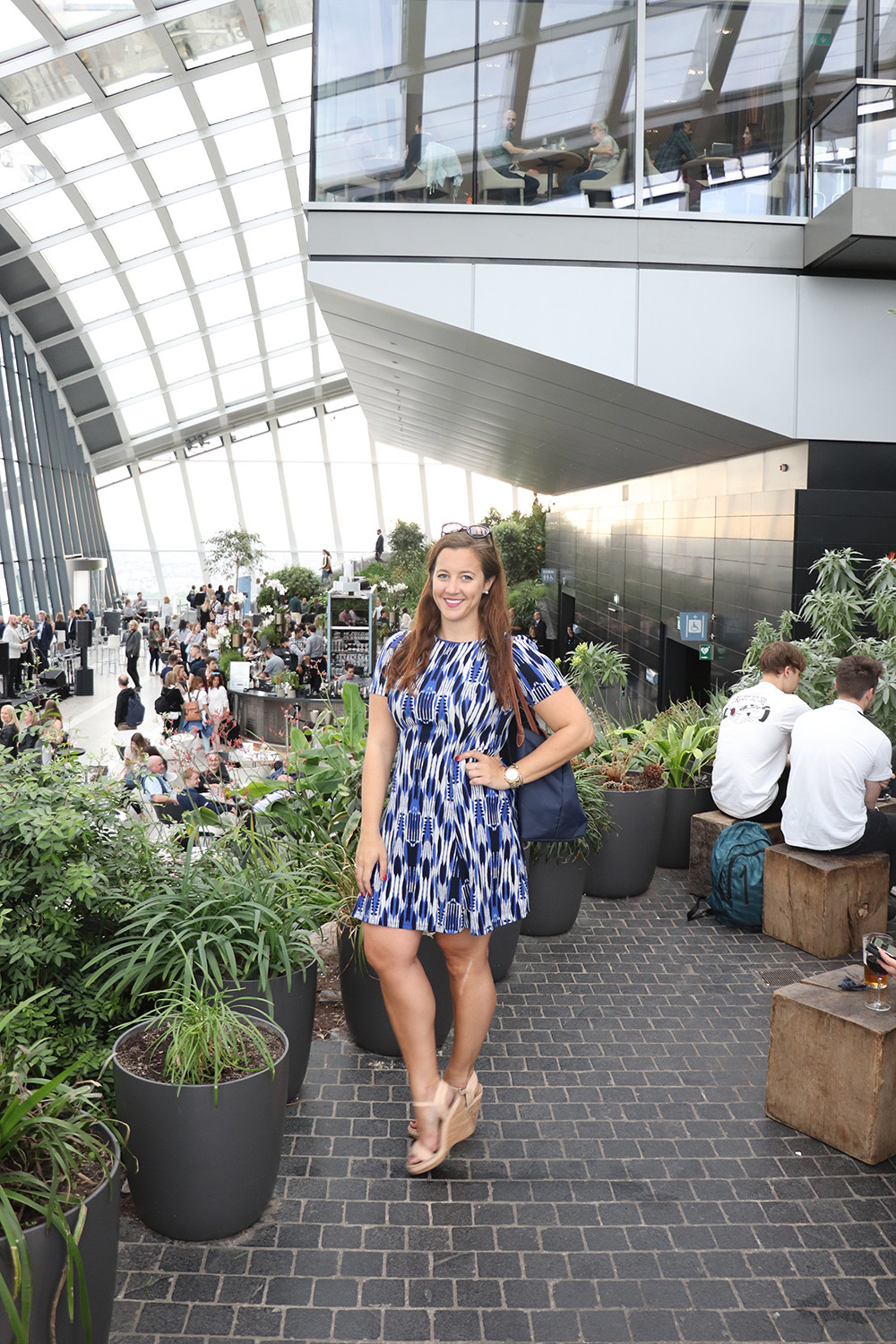 Blue Abstract Dress at the Sky Garden