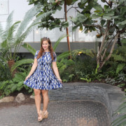 Curtsy Blue Abstract Dress at the Sky Garden