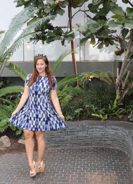 Curtsy Blue Abstract Dress at the Sky Garden