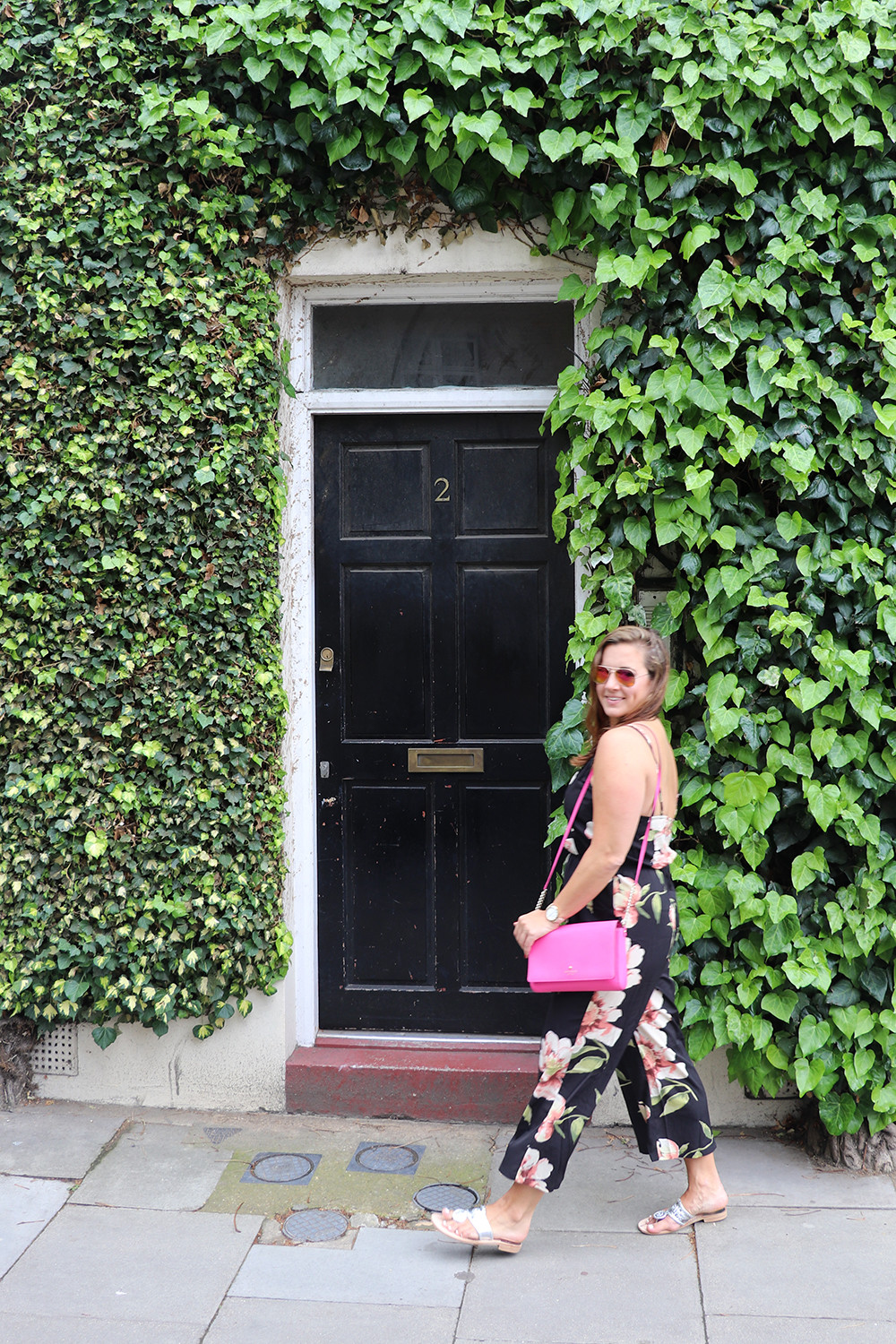 Floral Print Jumpsuit with Jack Rogers