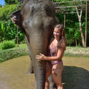 Kelly Hugging Bali Elephants