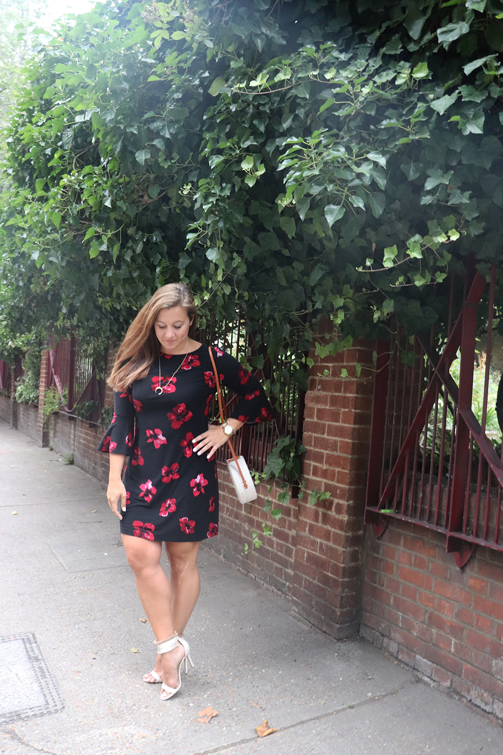 London Blogger in Tommy Hilfiger Black Flower Dress