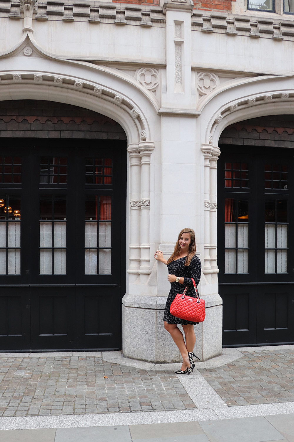 London Fashion Blogger in Red Kate Spade at Chiltern Fire House