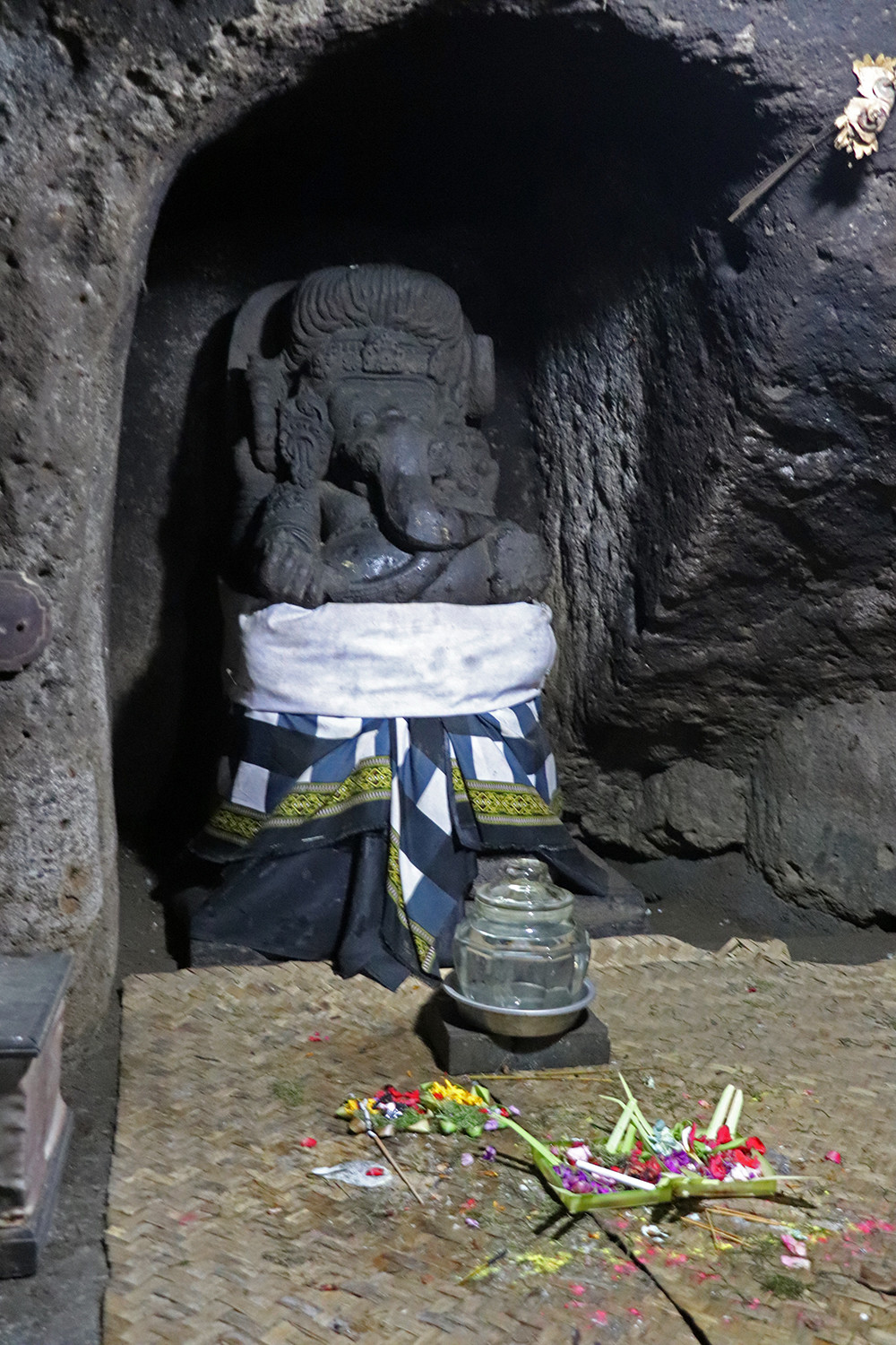 Offering In the Cave at at Goa Gajah Bali Elephant Temple