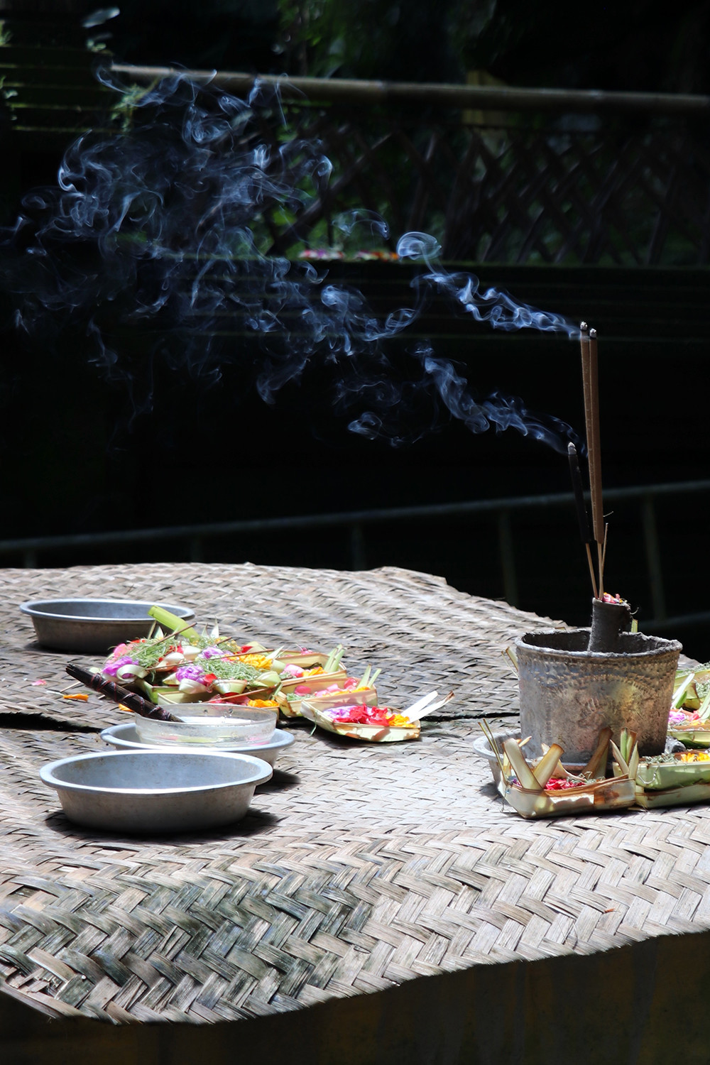 Offerings at Goa Gajah Bali Elephant Temple