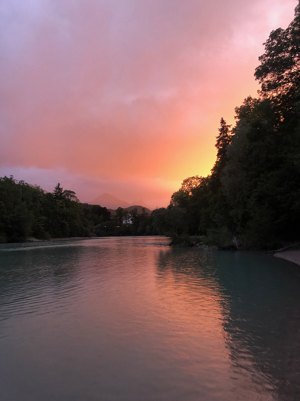 Pink and Yellow Sunset in Fussen Germany