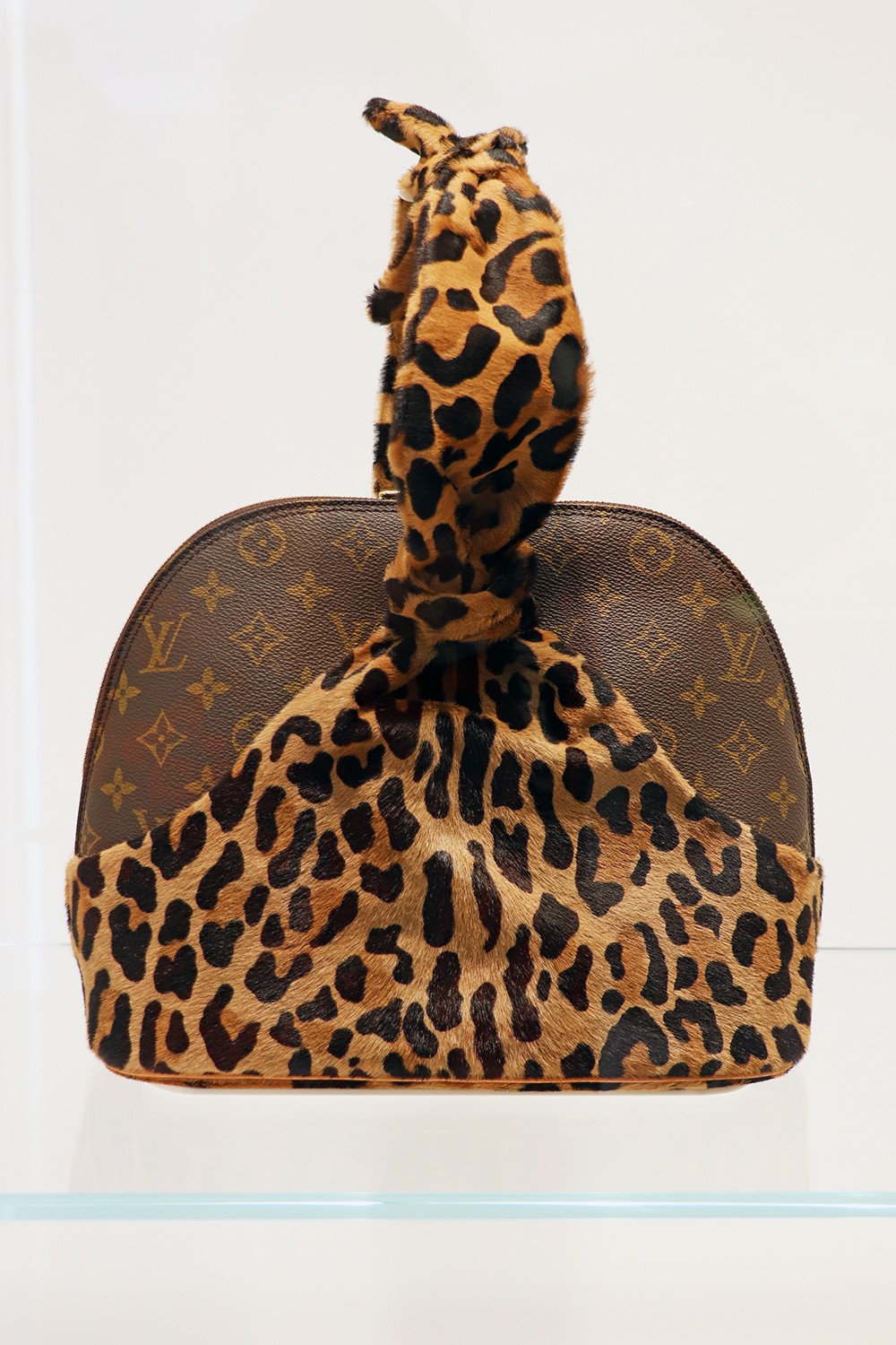 Leopard and Monogram Print Bag at Louis Vuitton Time Capsule Exhibition in Milan