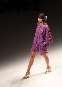 Purple Look at Laura Biagiotti SS20 Show Milan Fashion Week