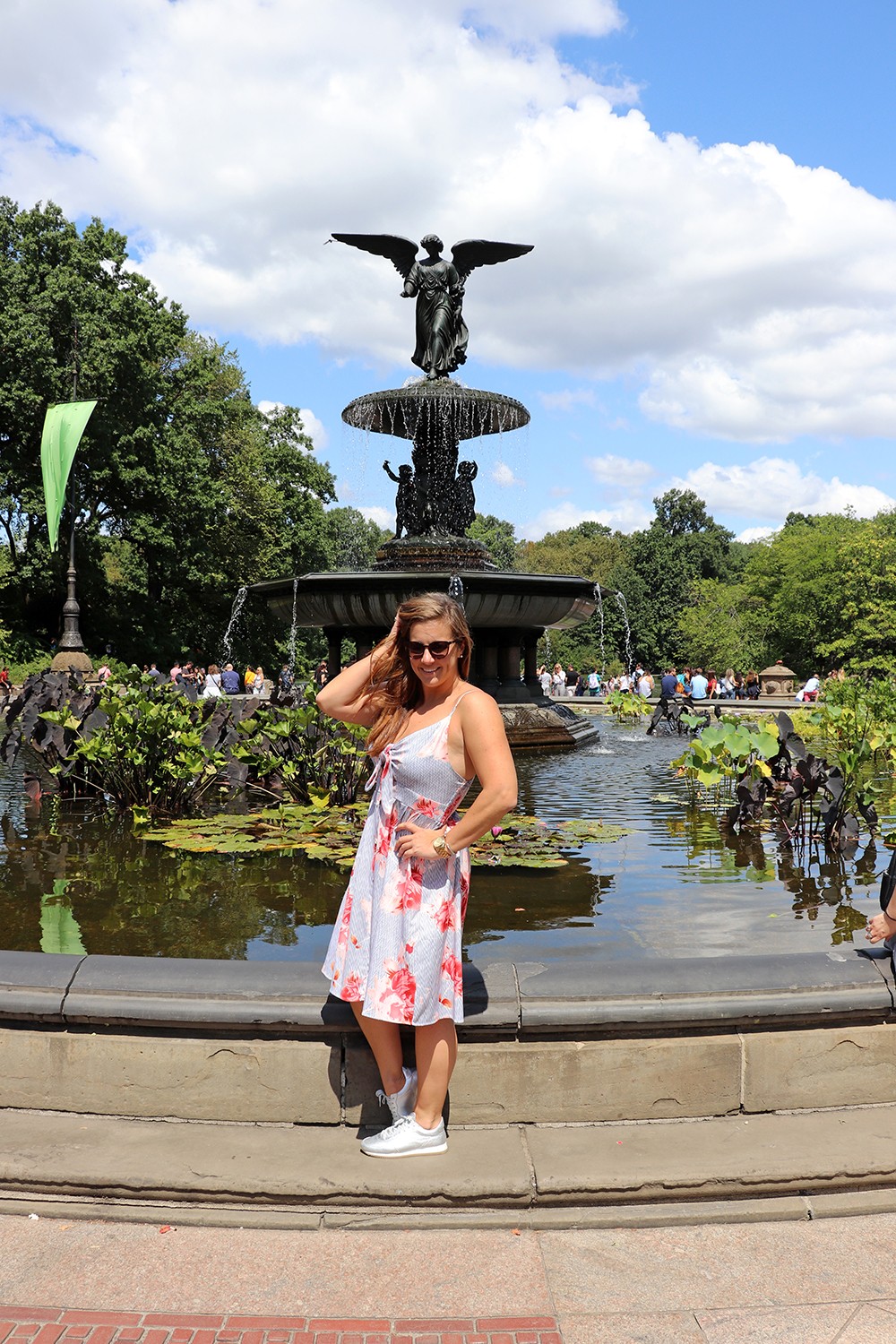 Tie Front Dress and Sneakers in Central Park