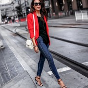 Lucy Hernandez of Lucy's Whims in a Red Blazer
