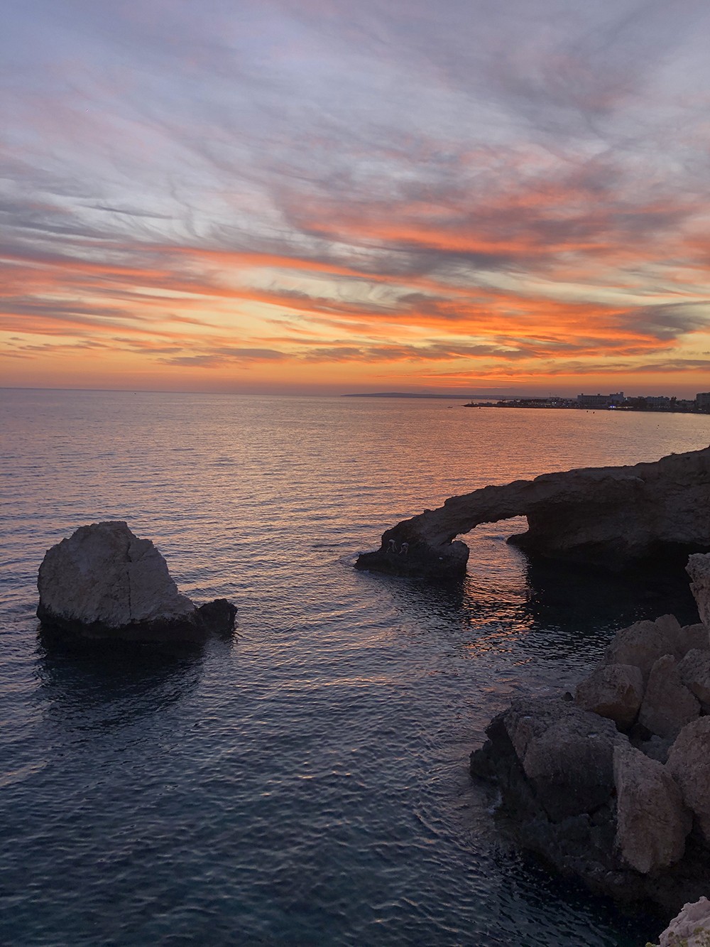 Pink Sunset at Lovers Bridge in Ayia Napa Cyprus