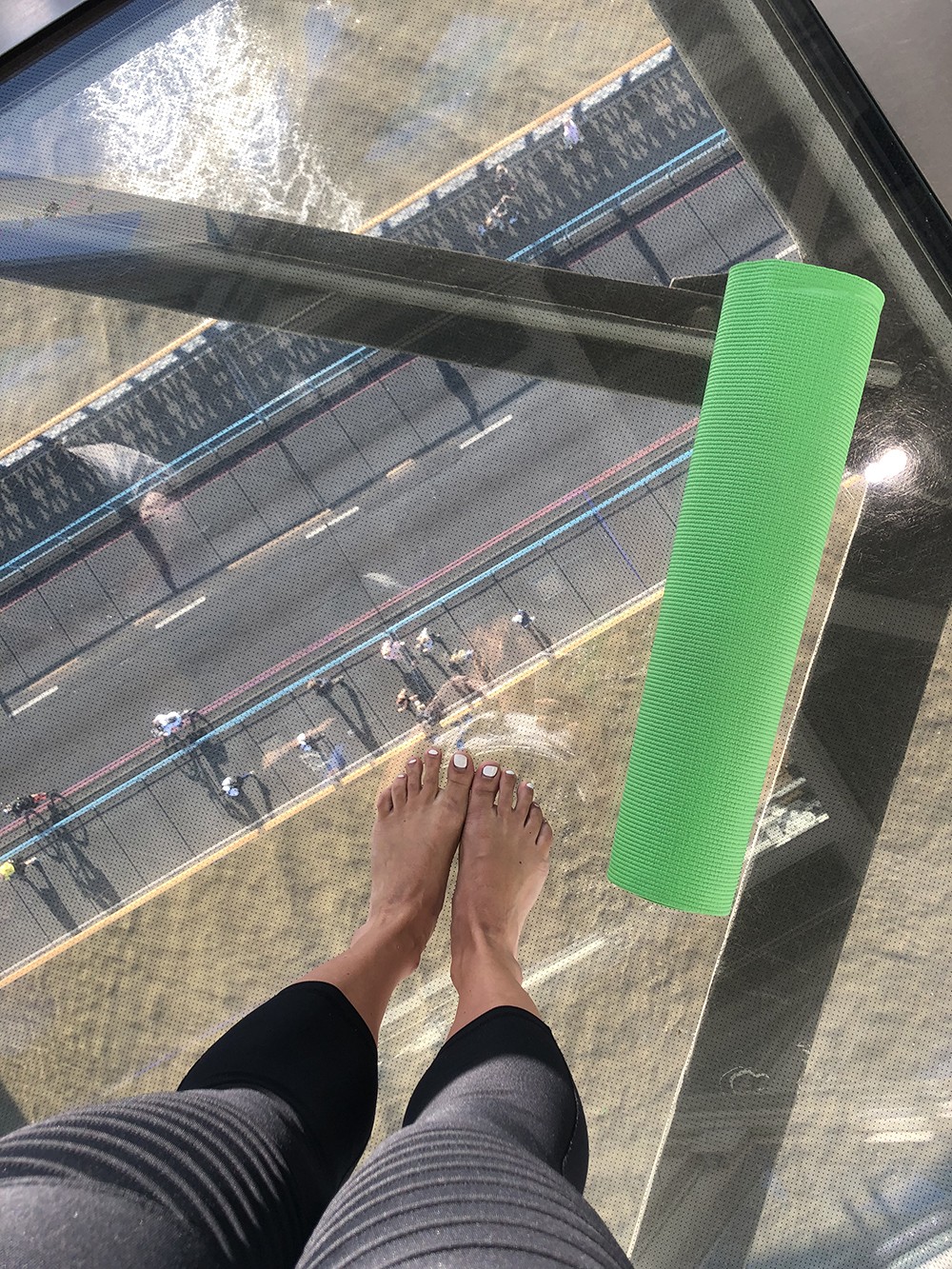 Tower Bridge Yoga Looking Down