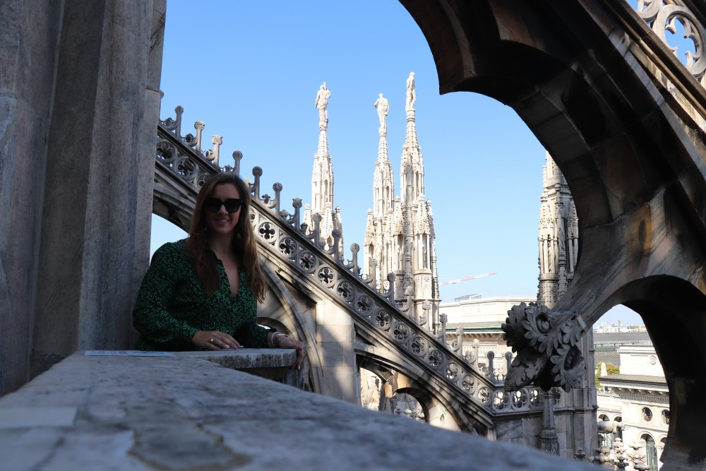 Deep Green Printed Maxi Dress from Zara on the Duomo Roof