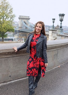 Fashion Blogger in Red and Black in Budapest
