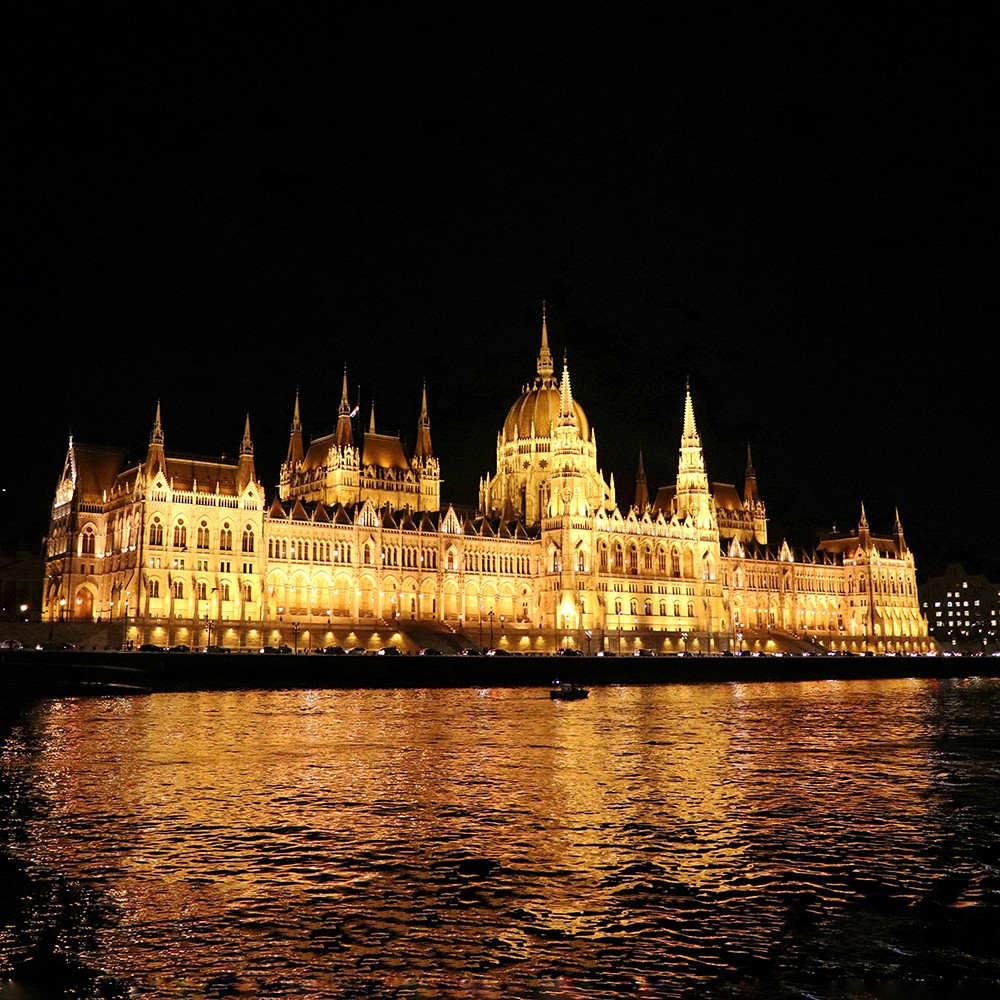 Hungarian Parliament at Night Via Boat Cruise