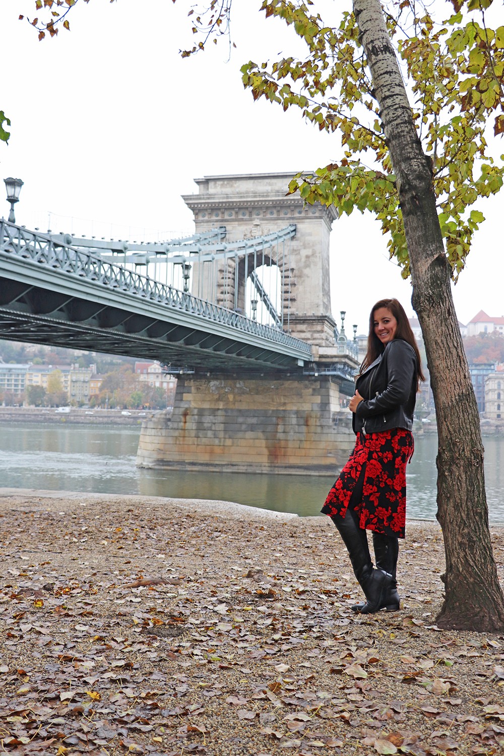 Red and Black at the Chain Bridge in Budapest