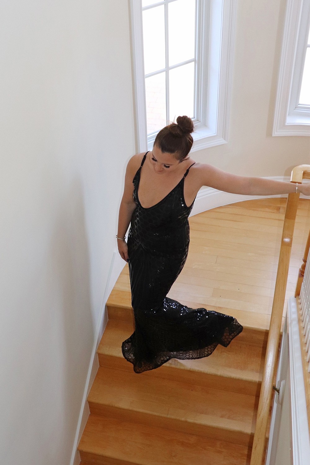 VIJIV Vintage Long Formal Evening Gown in Mermaid Black Sequin
