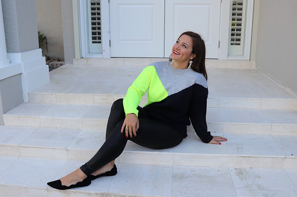BB Dakota Neon Sweater and Vanessa Mooney Earrings