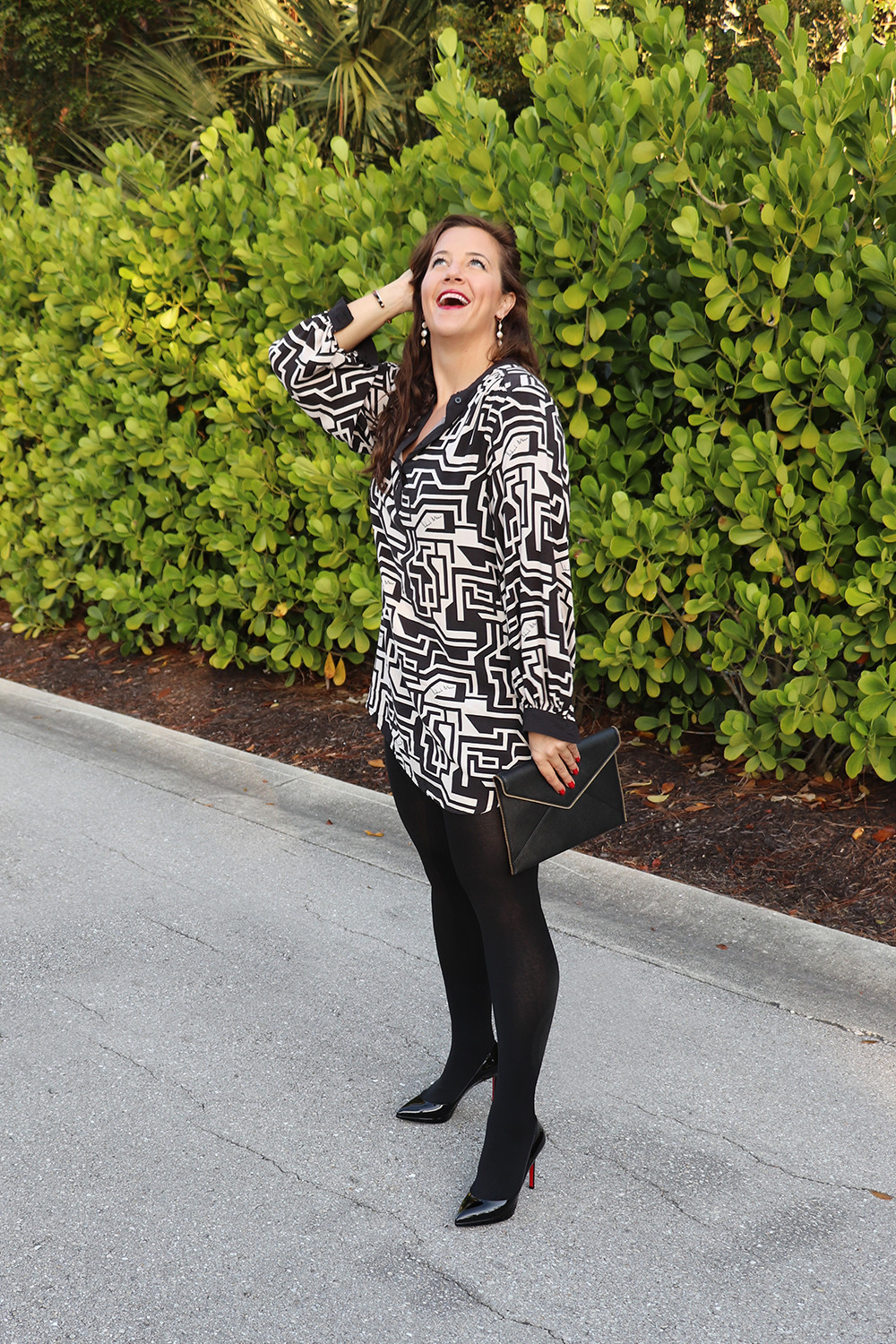 HM x Richard Allen Shirt Dress and Rebecca Minkoff Clutch