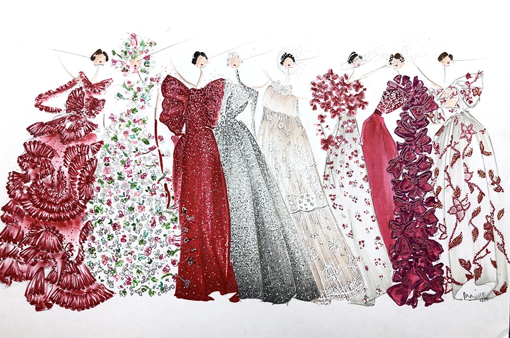 Valentino Illustrations by Fashion Illustrator Maria Munoz de Fernando - Fashion Sketch
