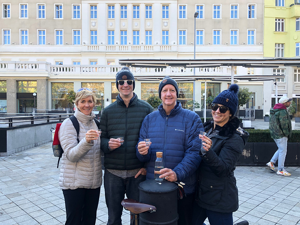 Bratislava Iron Curtain Bike Tour - Drinks in Old Town Bratislava
