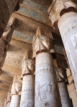Columns and Paintings of the Great Vestibule at the Temple of Dendera