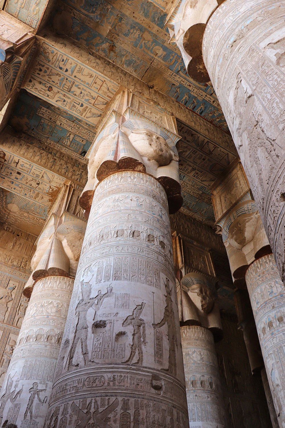 Columns of the Great Vestibule at the Temple of Dendera