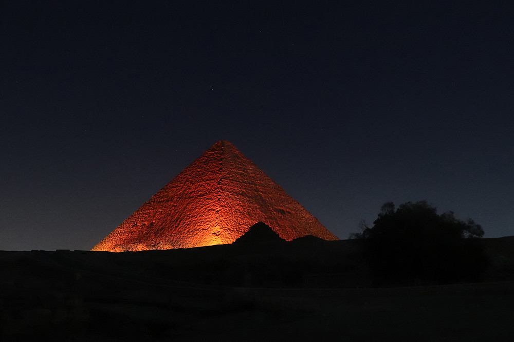 Orange at Pyramids at Night