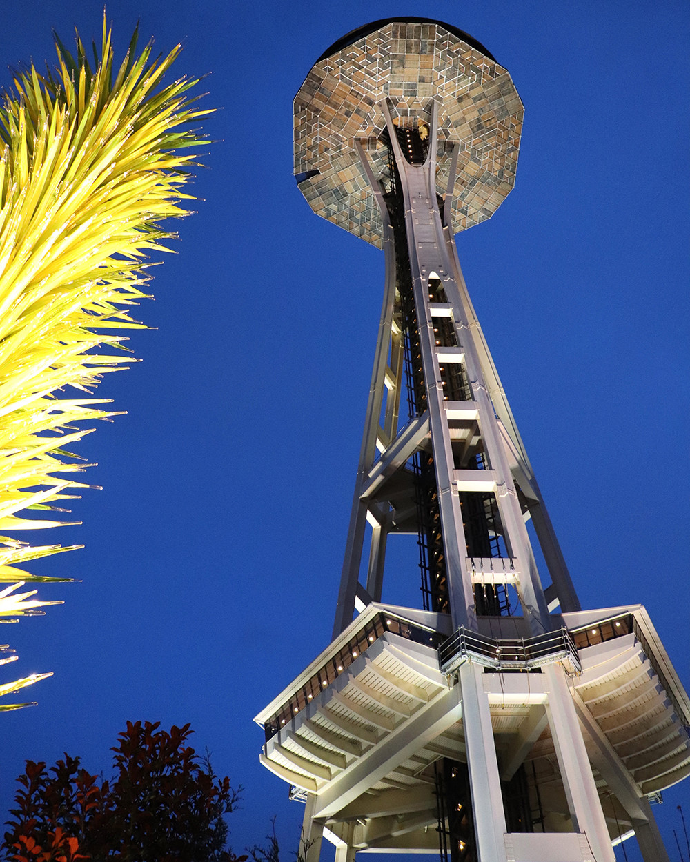 Space Needle with Chihuly Glass Sculpture