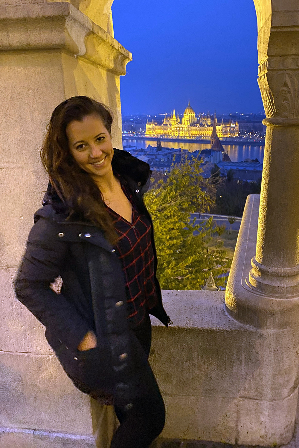 Travel Blogger at Fishermans Bastion in Budapest