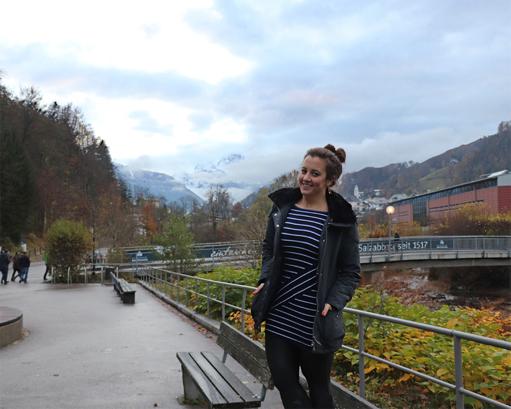Travel Blogger at the Berchtesgadener Ache River in Germany.