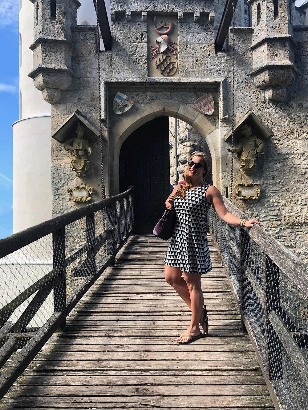 Travel Blogger on the Lichtenstein Castle Bridge