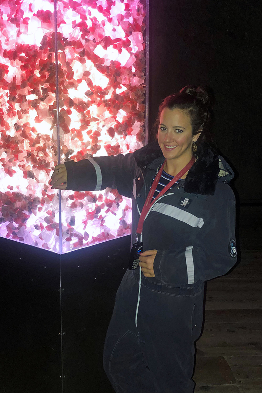 Travel Blogger with Salt Crystals in the Berchtesgaden Salt Mine