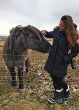 Travel Blogger with Wild Icelandic Horse