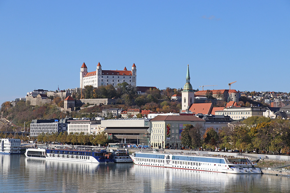 View of Bratislava Castle from the Apollo Bridge