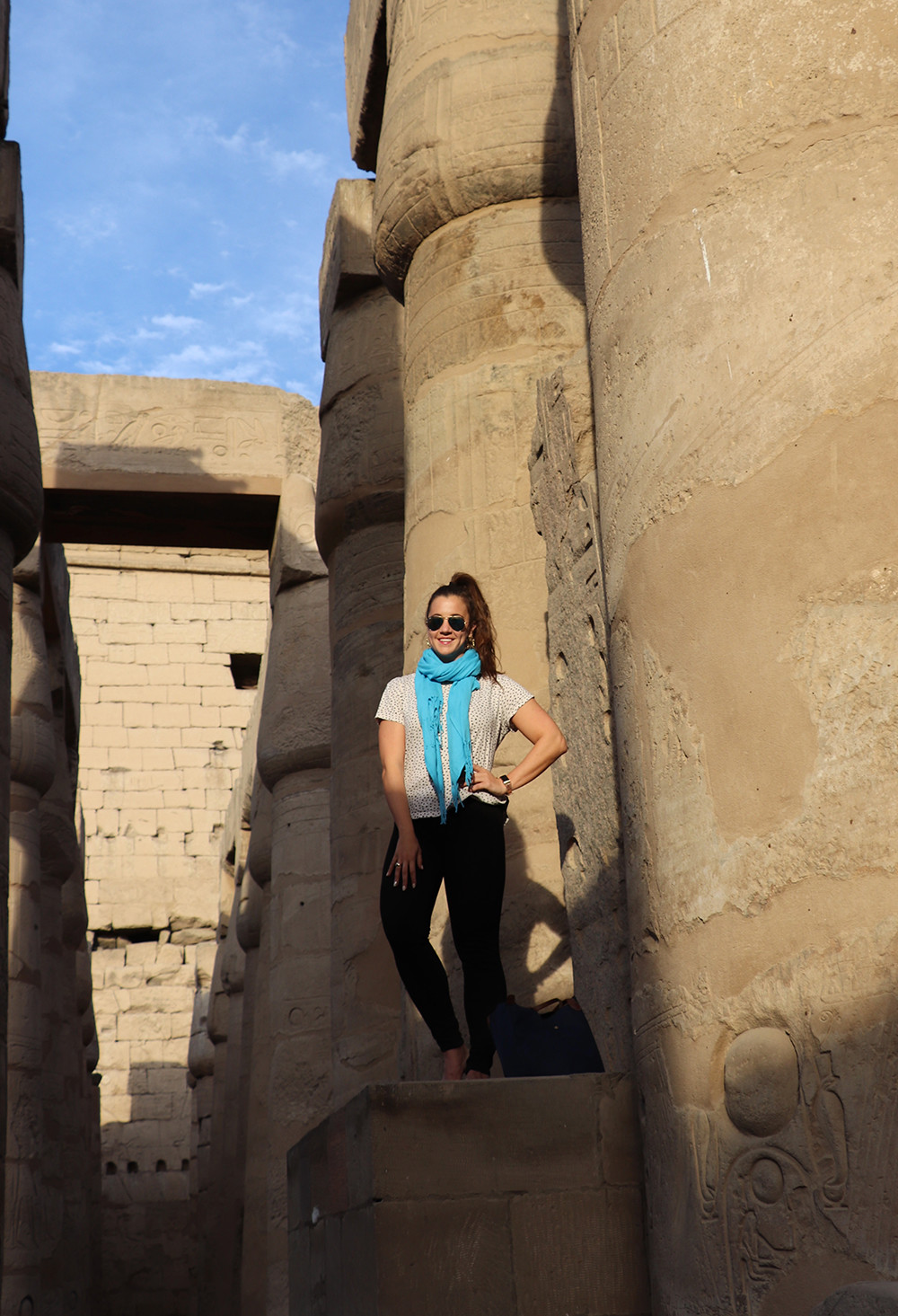 Kelly in an Egyptian Temp,le