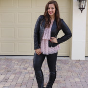 Pink Polka Dots and Black Allsaints Dalby Leather Biker Jacket