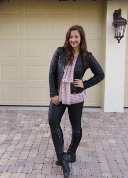 Pink Polka Dots and Black Allsaints Dalby Leather Biker Jacket