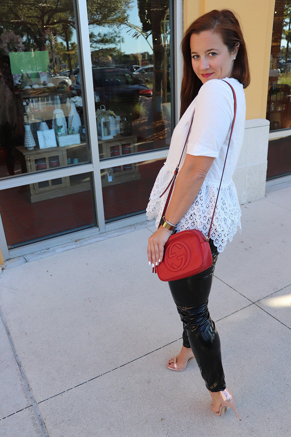 Endless Rose Lace Tee and Gucci Soho Small Leather Disco Bag