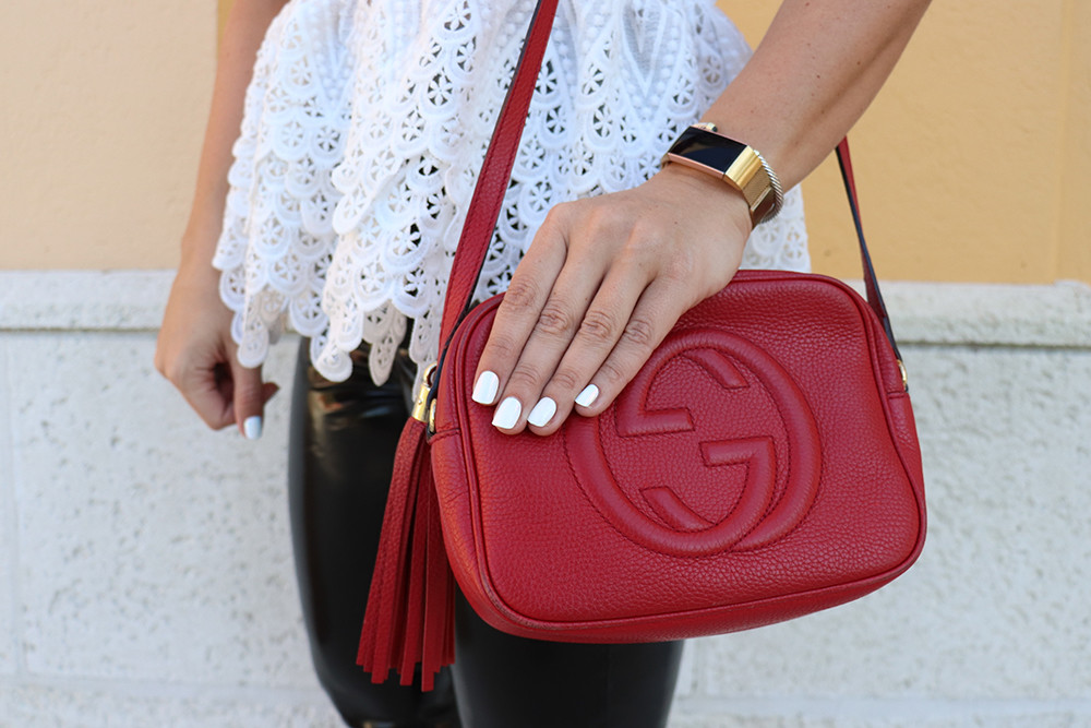 Gucci Soho Small Leather Disco Bag and Kiss ImPRESS Press on Nails Gel Manicure in Next Wave