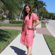 Rachel Parcell  Eyelet A-Line Dress in Pink Strawberry and Cork Wedges