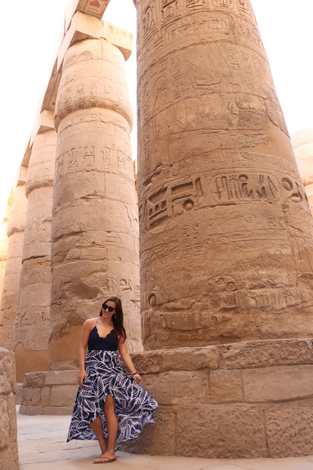 Fashion Blogger in Maxi with Egyptian Columns