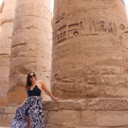 Fashion Blogger with Egyptian Columns