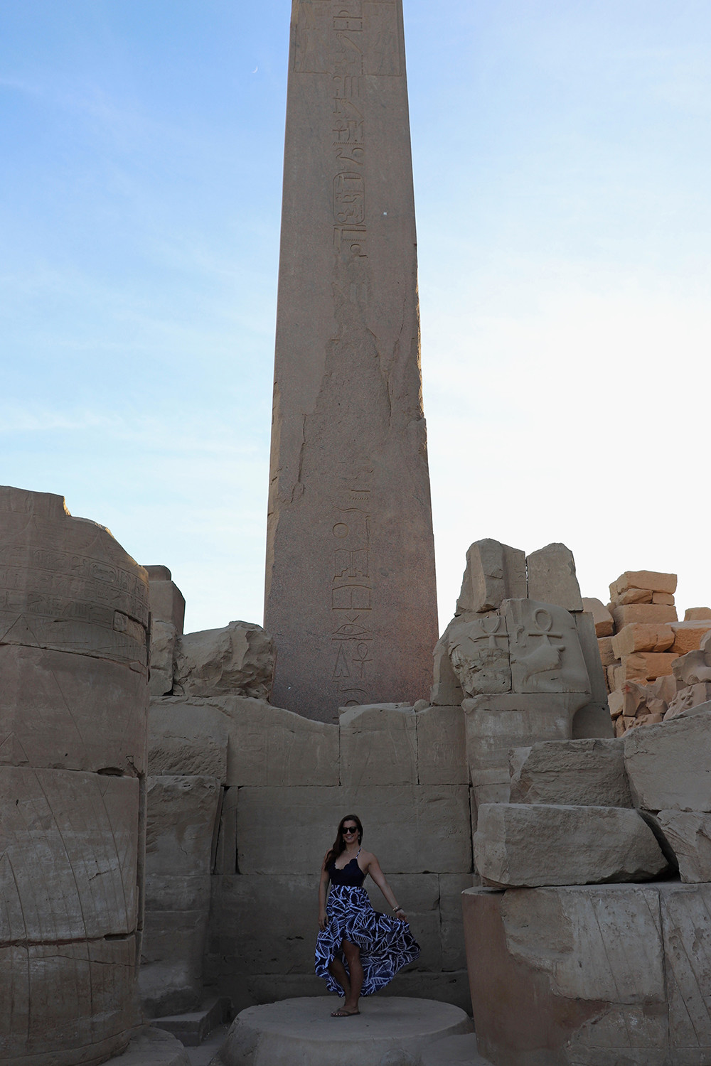 Travel Blogger Kelly at the Temple of Karnak