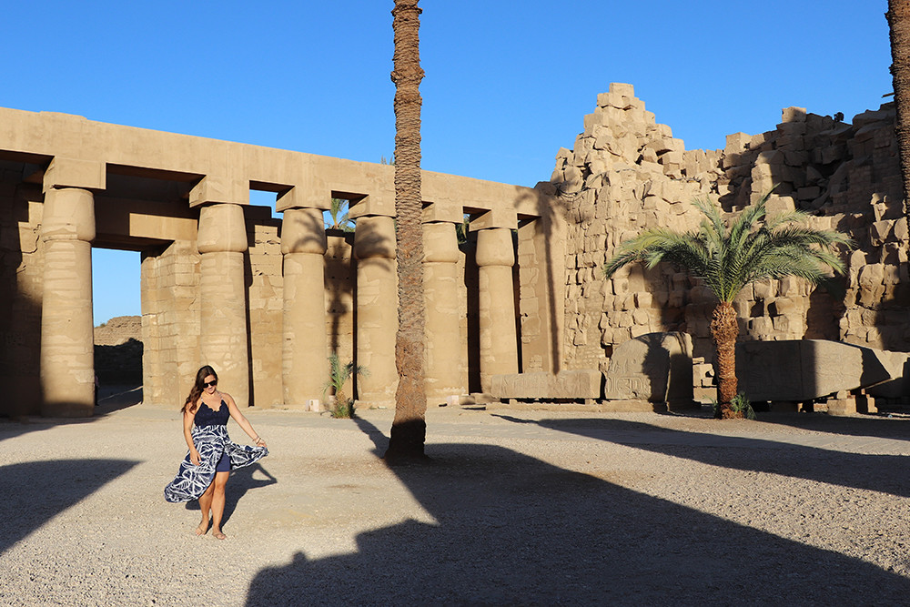 Travel Blogger at the Temple of Karnak