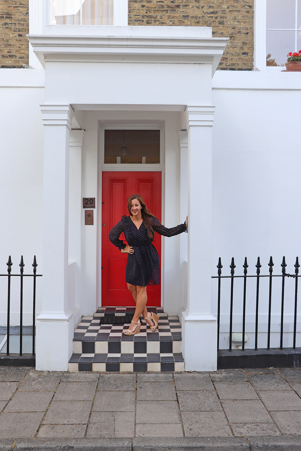French Connection Longsleeve Dress and Stuart Weitzman Cork Wedges