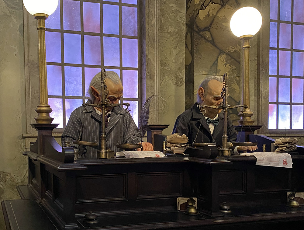 Goblins in Gringotts Bank in Diagon Alley.