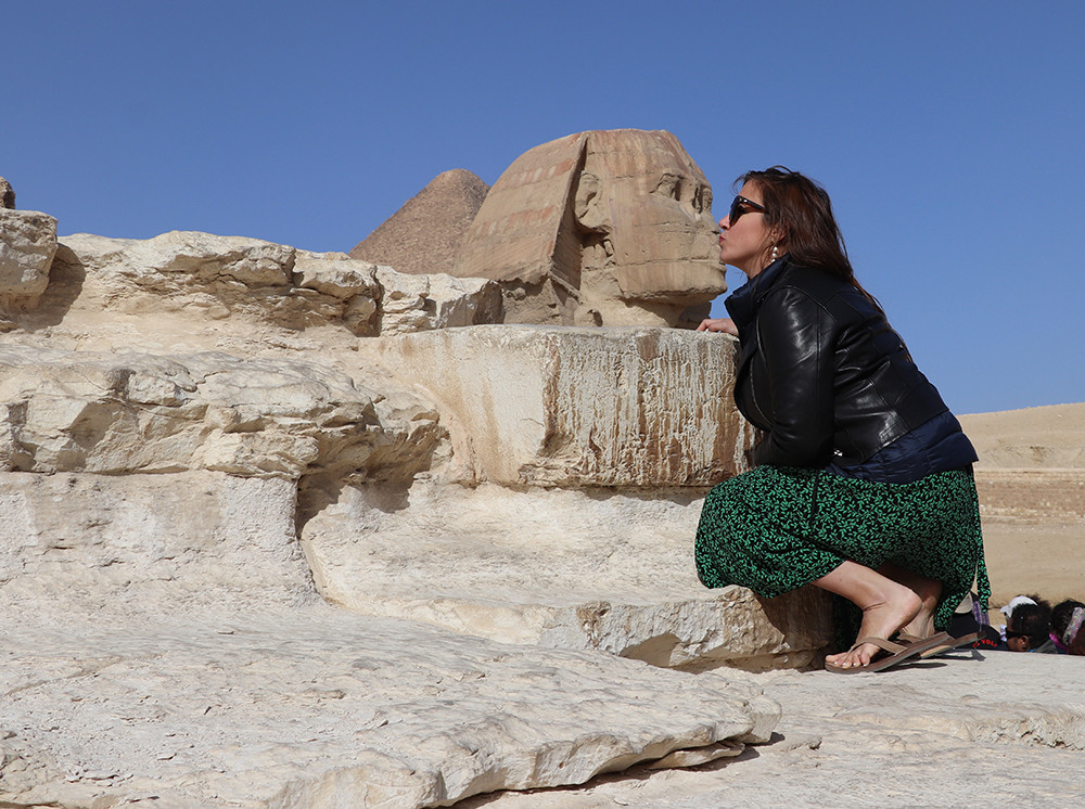 Kissing the Great Sphinx of Giza
